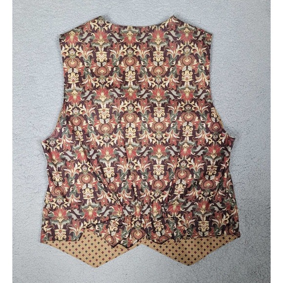 [SOLD]Brown Vest W Large Paisley Floral Burgundy Gold Fall Bohemian Boho Hippie - Picture 2 of 4